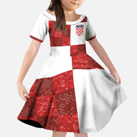 Custom Croatia Football Kid Short Sleeve Dress Checkered Ones Sport Grunge Style