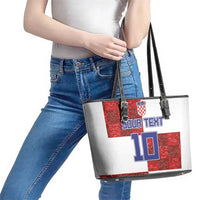 Custom Croatia Football Leather Tote Bag Checkered Ones Sport Grunge Style
