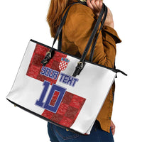Custom Croatia Football Leather Tote Bag Checkered Ones Sport Grunge Style