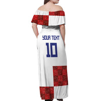 Custom Croatia Football Off Shoulder Maxi Dress Checkered Ones Sport Grunge Style