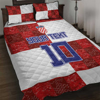 Custom Croatia Football Quilt Bed Set Checkered Ones Sport Grunge Style