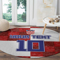 Custom Croatia Football Round Carpet Checkered Ones Sport Grunge Style