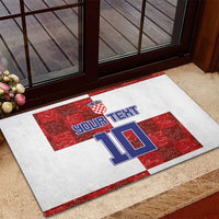 Custom Croatia Football Rubber Doormat Checkered Ones Sport Grunge Style