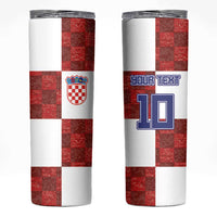 Custom Croatia Football Skinny Tumbler Checkered Ones Sport Grunge Style