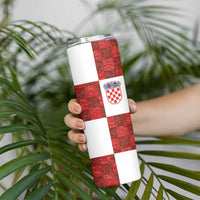 Custom Croatia Football Skinny Tumbler Checkered Ones Sport Grunge Style