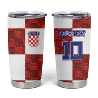 Custom Croatia Football Tumbler Cup Checkered Ones Sport Grunge Style