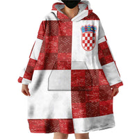 Custom Croatia Football Wearable Blanket Hoodie Checkered Ones Sport Grunge Style