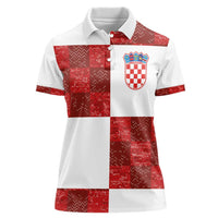 Custom Croatia Football Women Polo Shirt Checkered Ones Sport Grunge Style