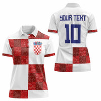 Custom Croatia Football Women Polo Shirt Checkered Ones Sport Grunge Style
