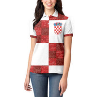 Custom Croatia Football Women Polo Shirt Checkered Ones Sport Grunge Style