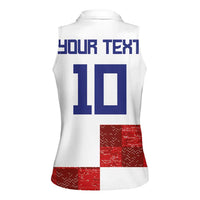 Custom Croatia Football Women Sleeveless Polo Shirt Checkered Ones Sport Grunge Style