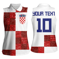 Custom Croatia Football Women Sleeveless Polo Shirt Checkered Ones Sport Grunge Style