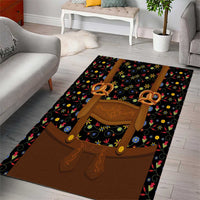 Traditional German Costume - Lederhosen and Soft Pretzel Area Rug Folk Floral Pattern Style