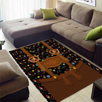 Traditional German Costume - Lederhosen and Soft Pretzel Area Rug Folk Floral Pattern Style