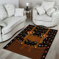 Traditional German Costume - Lederhosen and Soft Pretzel Area Rug Folk Floral Pattern Style