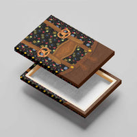 Traditional German Costume - Lederhosen and Soft Pretzel Canvas Wall Art Folk Floral Pattern Style