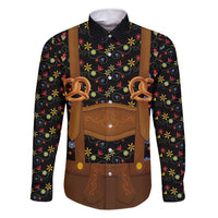 Traditional German Costume - Lederhosen and Soft Pretzel Family Matching Long Sleeve Bodycon Dress and Hawaiian Shirt Folk Floral Pattern Style