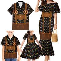 Traditional German Costume - Lederhosen and Soft Pretzel Family Matching Mermaid Dress and Hawaiian Shirt Folk Floral Pattern Style