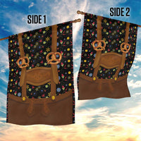 Traditional German Costume - Lederhosen and Soft Pretzel Garden Flag Folk Floral Pattern Style
