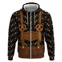 Traditional German Costume - Lederhosen and Soft Pretzel Hoodie Folk Floral Pattern Style