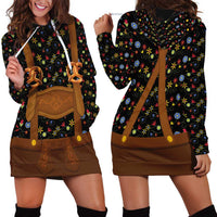 Traditional German Costume - Lederhosen and Soft Pretzel Hoodie Dress Folk Floral Pattern Style