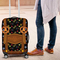 Traditional German Costume - Lederhosen and Soft Pretzel Luggage Cover Folk Floral Pattern Style