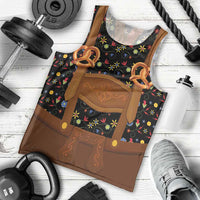 Traditional German Costume - Lederhosen and Soft Pretzel Men Tank Top Folk Floral Pattern Style