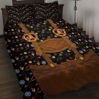 Traditional German Costume - Lederhosen and Soft Pretzel Quilt Bed Set Folk Floral Pattern Style