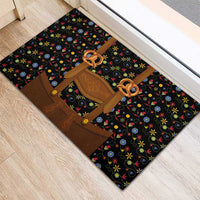 Traditional German Costume - Lederhosen and Soft Pretzel Rubber Doormat Folk Floral Pattern Style