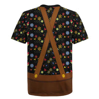 Traditional German Costume - Lederhosen and Soft Pretzel Rugby Jersey Folk Floral Pattern Style