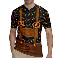 Traditional German Costume - Lederhosen and Soft Pretzel Rugby Jersey Folk Floral Pattern Style