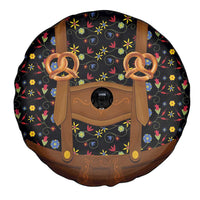 Traditional German Costume - Lederhosen and Soft Pretzel Spare Tire Cover Folk Floral Pattern Style
