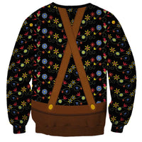 Traditional German Costume - Lederhosen and Soft Pretzel Sweatshirt Folk Floral Pattern Style