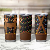 Traditional German Costume - Lederhosen and Soft Pretzel Tumbler Cup Folk Floral Pattern Style