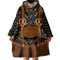 Traditional German Costume - Lederhosen and Soft Pretzel Wearable Blanket Hoodie Folk Floral Pattern Style