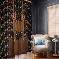 Traditional German Costume - Lederhosen and Soft Pretzel Window Curtain Folk Floral Pattern Style