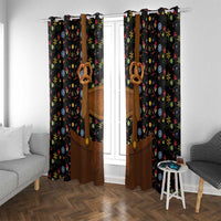 Traditional German Costume - Lederhosen and Soft Pretzel Window Curtain Folk Floral Pattern Style