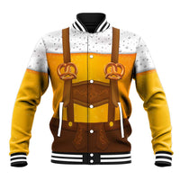 Traditional German Costume - Lederhosen and Soft Pretzel Baseball Jacket Oktoberfest Beer Head Funny Style