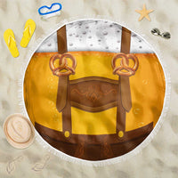 Traditional German Costume - Lederhosen and Soft Pretzel Beach Blanket Oktoberfest Beer Head Funny Style