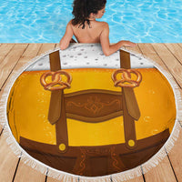 Traditional German Costume - Lederhosen and Soft Pretzel Beach Blanket Oktoberfest Beer Head Funny Style