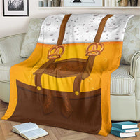 Traditional German Costume - Lederhosen and Soft Pretzel Blanket Oktoberfest Beer Head Funny Style