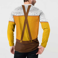 Traditional German Costume - Lederhosen and Soft Pretzel Button Sweatshirt Oktoberfest Beer Head Funny Style