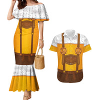 Traditional German Costume - Lederhosen and Soft Pretzel Couples Matching Mermaid Dress and Hawaiian Shirt Oktoberfest Beer Head Funny Style