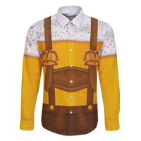 Traditional German Costume - Lederhosen and Soft Pretzel Family Matching Off The Shoulder Long Sleeve Dress and Hawaiian Shirt Oktoberfest Beer Head Funny Style
