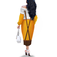 Traditional German Costume - Lederhosen and Soft Pretzel Family Matching Off The Shoulder Long Sleeve Dress and Hawaiian Shirt Oktoberfest Beer Head Funny Style