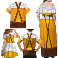 Traditional German Costume - Lederhosen and Soft Pretzel Family Matching Off Shoulder Maxi Dress and Hawaiian Shirt Oktoberfest Beer Head Funny Style