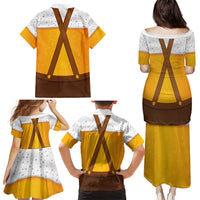 Traditional German Costume - Lederhosen and Soft Pretzel Family Matching Puletasi and Hawaiian Shirt Oktoberfest Beer Head Funny Style