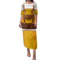 Traditional German Costume - Lederhosen and Soft Pretzel Family Matching Puletasi and Hawaiian Shirt Oktoberfest Beer Head Funny Style