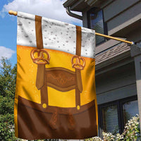 Traditional German Costume - Lederhosen and Soft Pretzel Garden Flag Oktoberfest Beer Head Funny Style