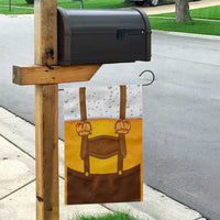 Traditional German Costume - Lederhosen and Soft Pretzel Garden Flag Oktoberfest Beer Head Funny Style